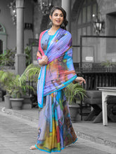 Printed Georgette Readymade Saree With Stitched Blouse